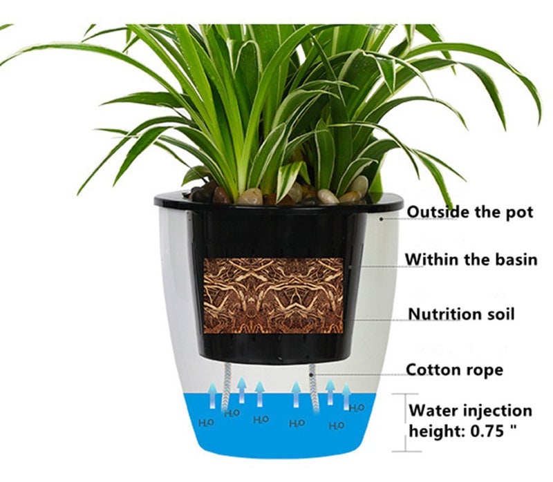 Dodxiaobeul 5 Pack Visible Water Level Self Watering Planter with Inner Pot,Hanging Planters,Wall Mounted Plants Holder,Small Flower pots Indoor Out Flowerpot with 5 Hooks for All House Plants (White) - Image 3